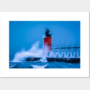 Winter Waves Breaking South Haven Posters and Art
